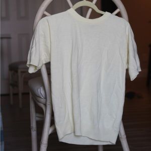 Vintage Alfred Dunner Petite Cream Short Sleeve Sweater